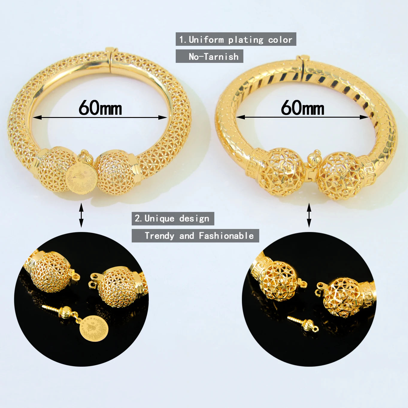 Dubai 24k Gold Jewelry Bracelet Copper Gold Plated