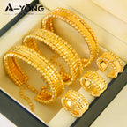 Luxuriöses arabisches Armband-Ring-Set in Goldfarbe