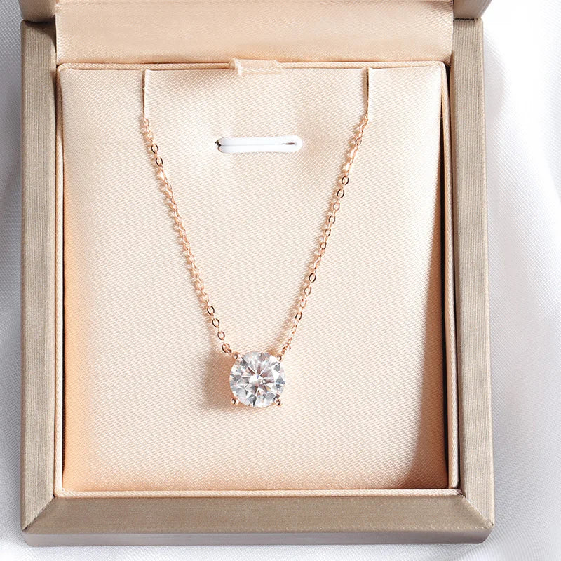 Smyoue 1-5CT Rose Gold Color Moissanite Necklace