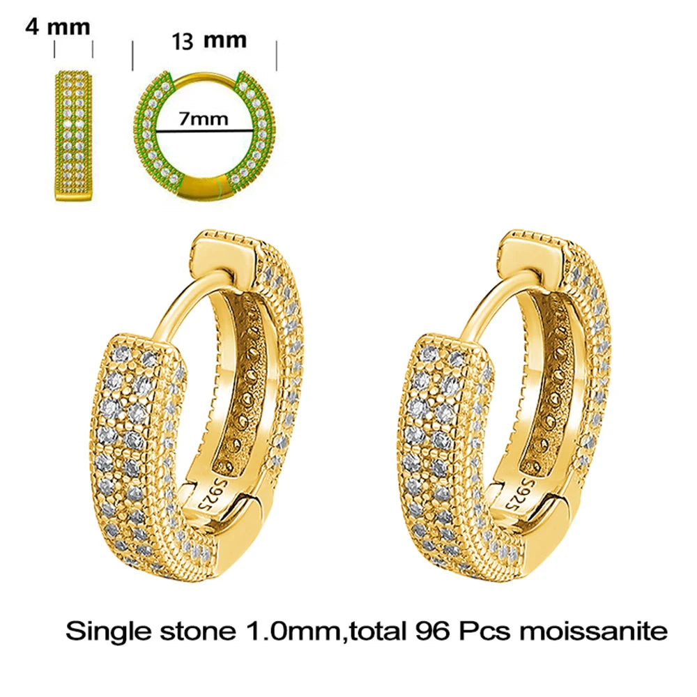 D Color Full Moissanite Hoop Earrings For Women.