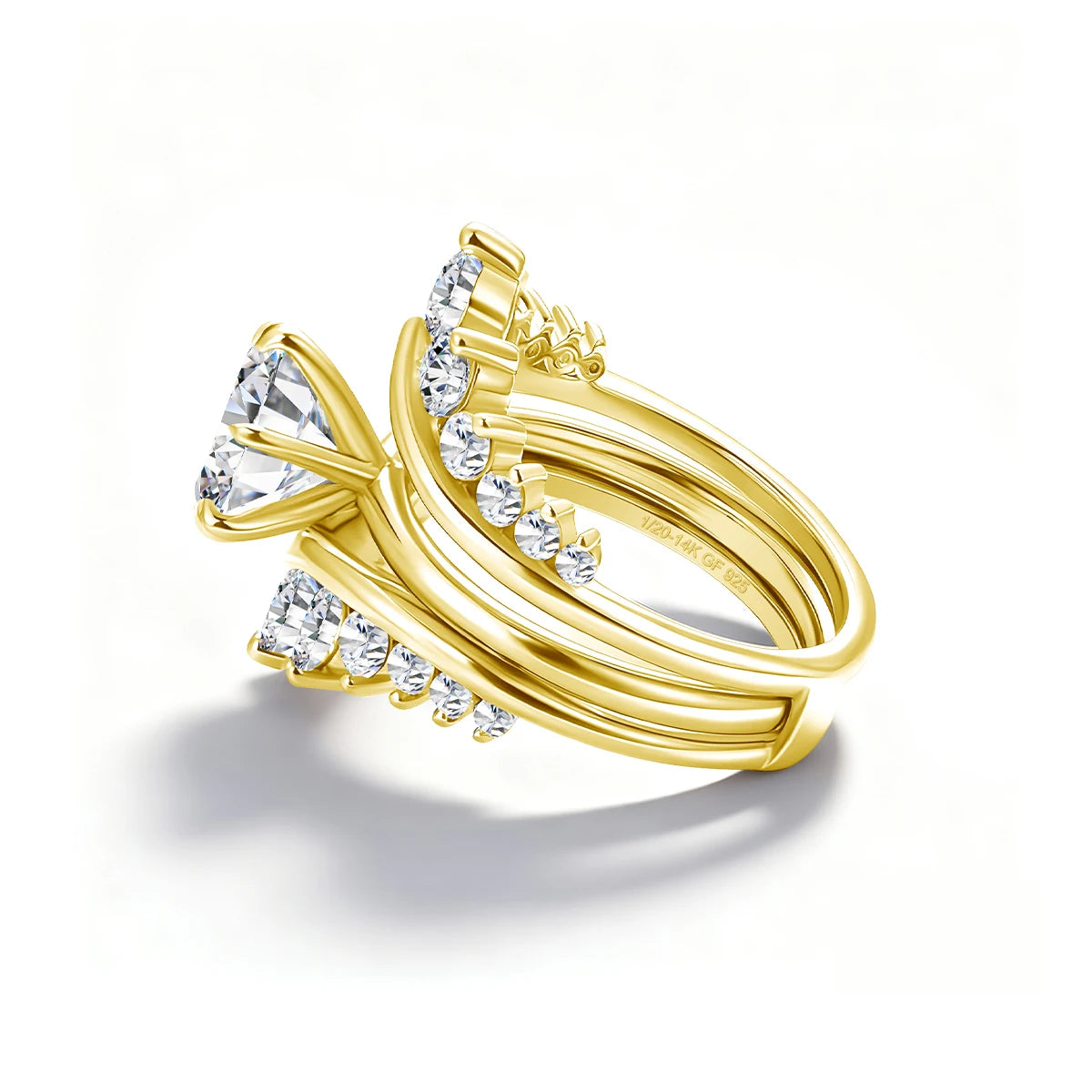 14k Gold Filled Double Band Stackable Moissanite