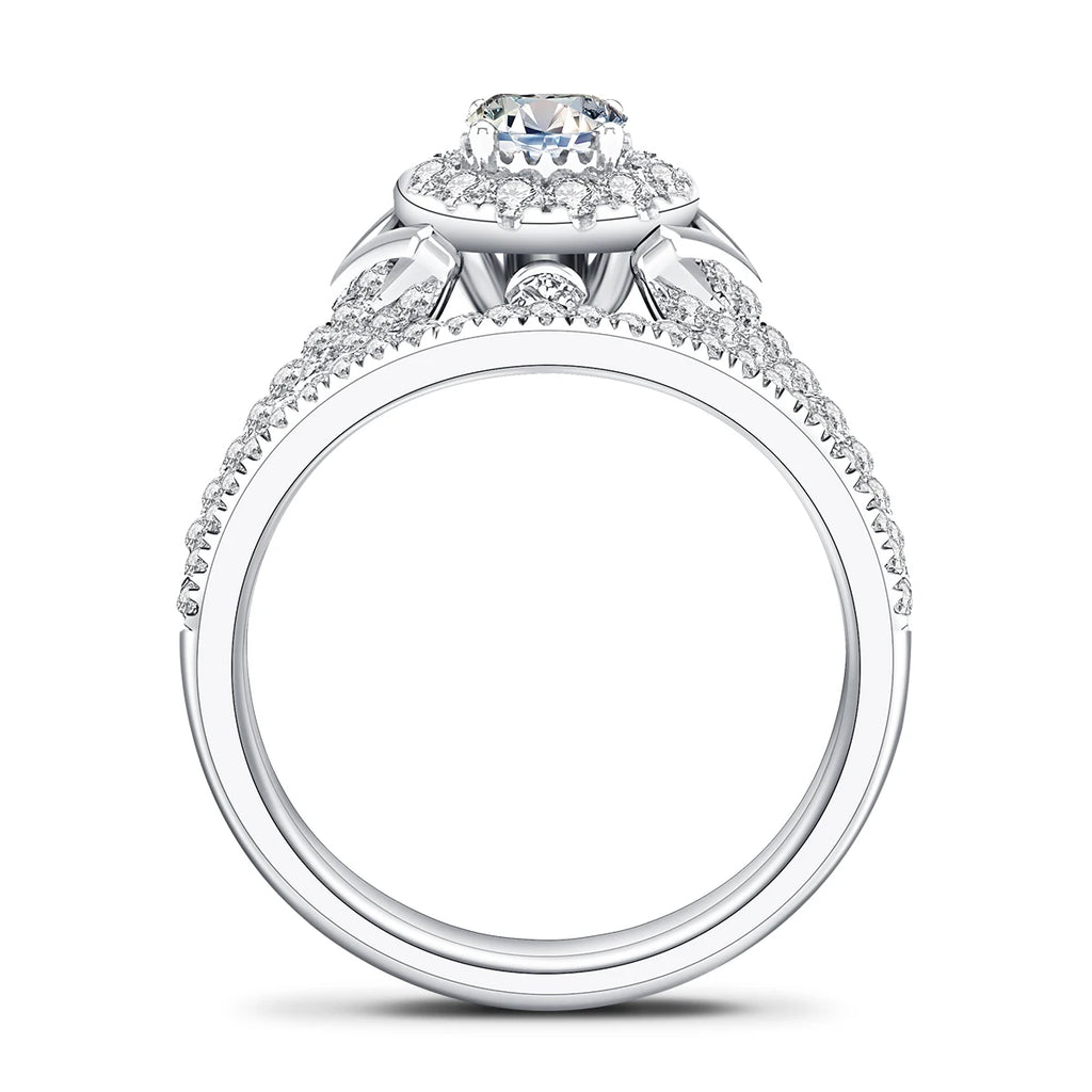 2pcs Moissanite Rings Set For Engagement With