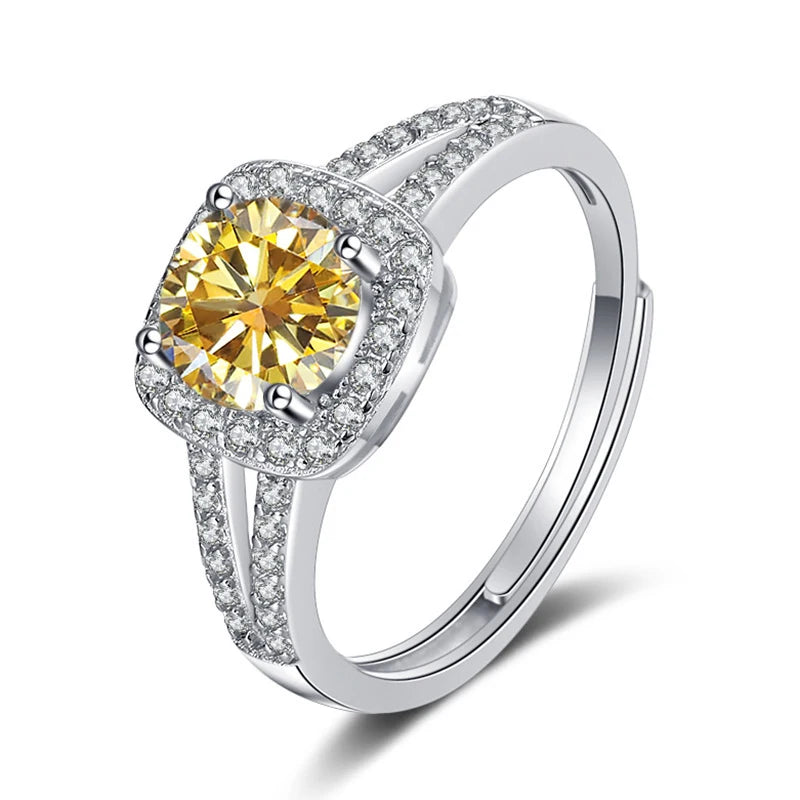 JoyceJelly 13-farbiger echter Moissanitring 1 Karat 6,5 MM