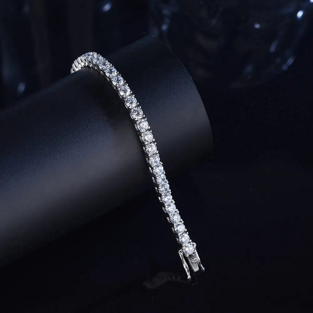 TY 3mm 4mm Moissanite Tennis Bracelet 925 Sterling