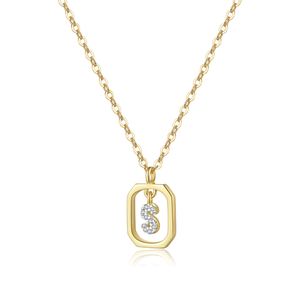 ANDYWEN 925 Sterling Silver Gold Inital Pendant Luxury - Gold S