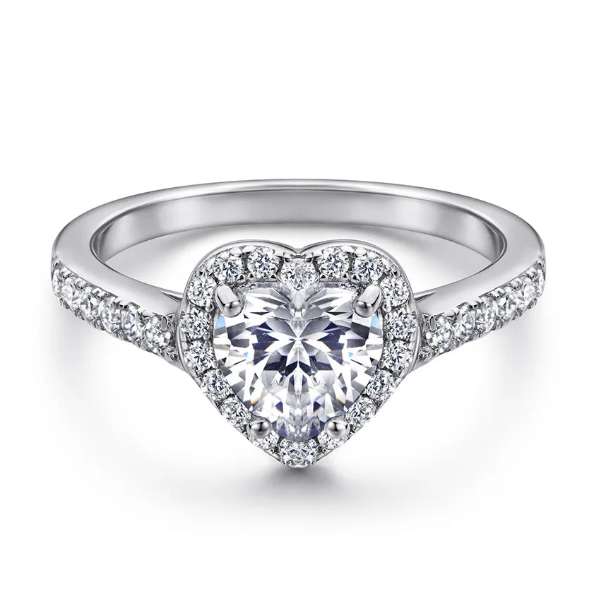 1-2ct Pink Heart Moissanite Rings with Certificate