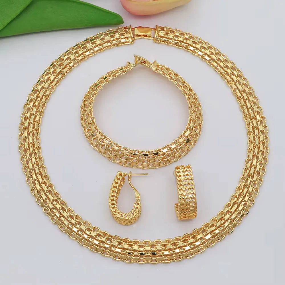 Dubai Luxury Handmade Women Jewelry Set 18k Gold-P.