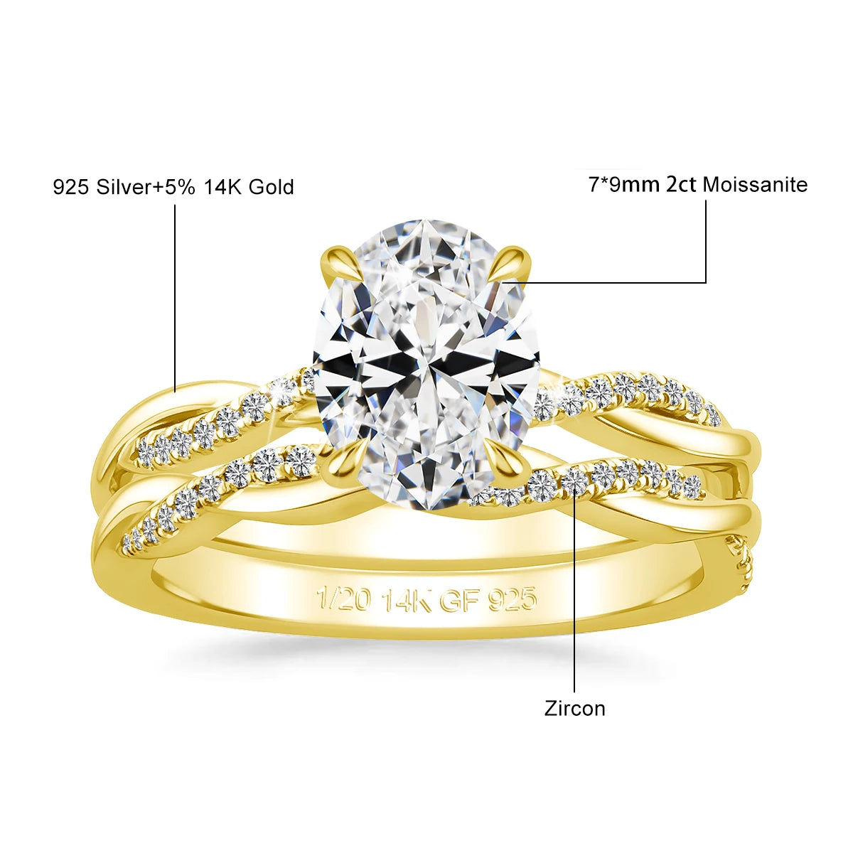 Sdoou Luxury 2pcs 14K Gold Filled Twisted Double