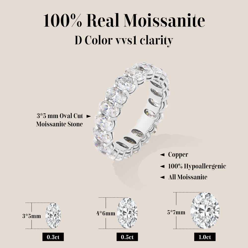 Attagems Moissanite Eternity Rings for Women Gold