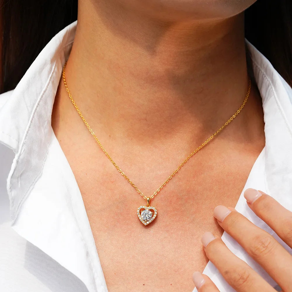Luxury 100% Real 18k Gold  Women's Heart-shaped