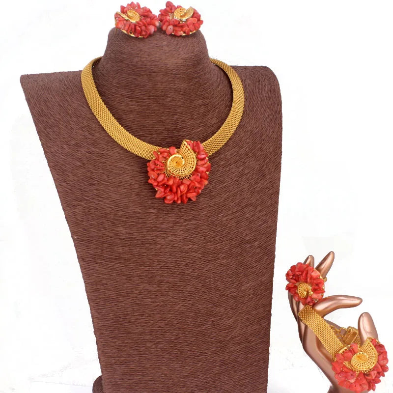 Traditional Orange / Red Coral Beads Africa Nigeri