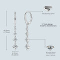 Anziw 42mm Long Dangle D Moissanite Drop Earrings for - 4 Stones-Silver