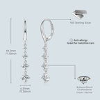 Anziw 42mm Long Dangle D Moissanite Drop Earrings for - 4 Stones-Silver