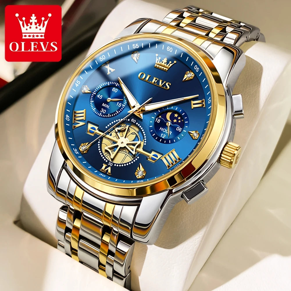 OLEVS Men's Watches Classic Multifunctional Flywheel - Blue / Yes