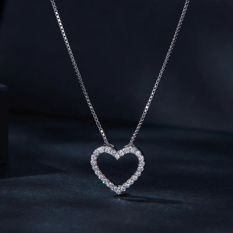 Bamoer U Heart Moissanite Necklace 925 Sterling Silver