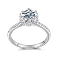 Bamoer 1CT Moissanite Flower Bud Ring Channel Set