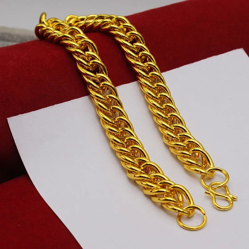 24K Solid Gold AU999 Men's Necklace 60cm, Heavy