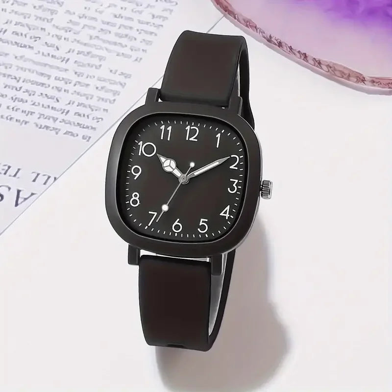 1/3/10PCS Fashion Silicone Band Women Quartz Watches - Black