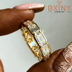 Bxiny 3*4mm Bezel Set Emerald Cut Full Moissanite
