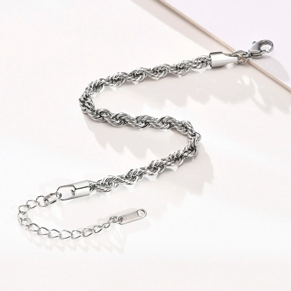 2-5MM Stainless Steel Rope Bracelets for Boys,Adju