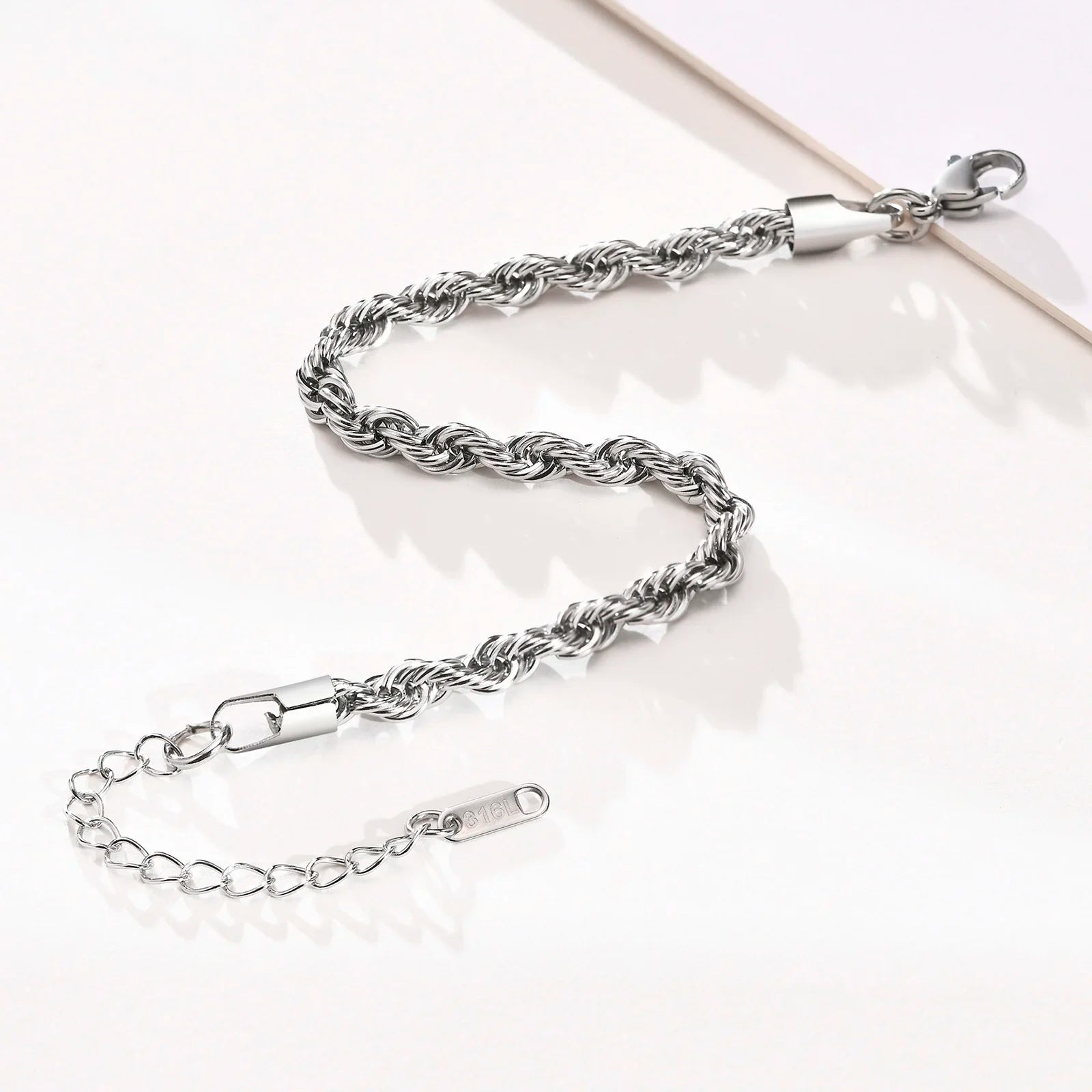 2-5MM Stainless Steel Rope Bracelets for Boys,Adju