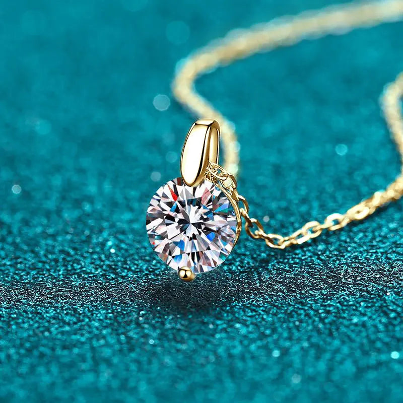 OXTAO 2CT 1CT D Color Real Moissanite Pendant Necklace