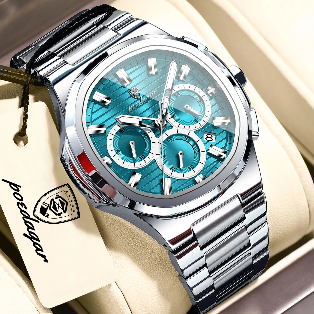 Poedagar Business Male Clock Date Chronograph