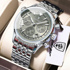 POEDAGAR Luxury Watches For Man Date Chronograph - 960 Silver GunColor