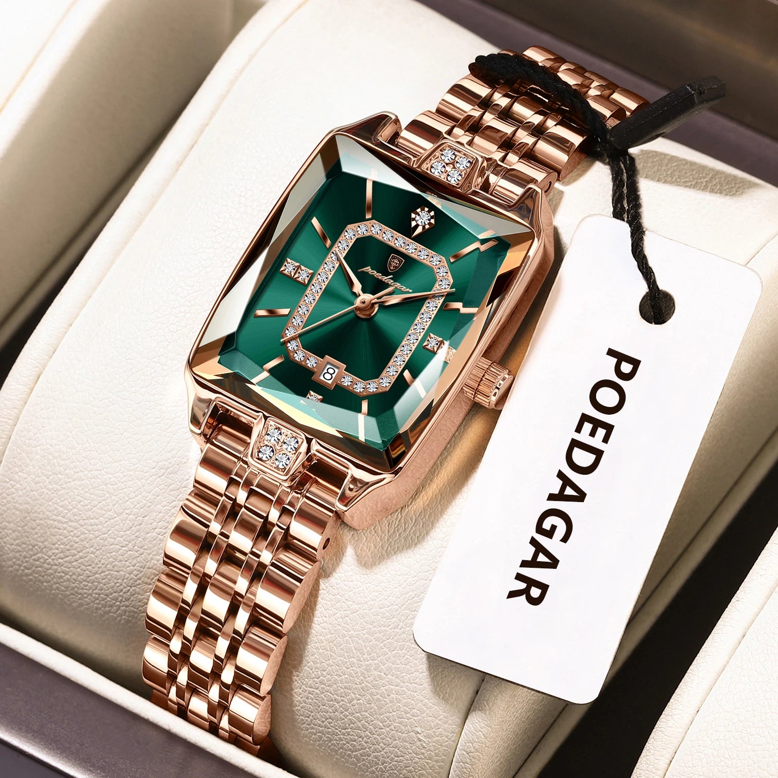 POEDAGAR Luxury Woman Watch Waterproof Date High - 785 RoseGold Green / China Mainland