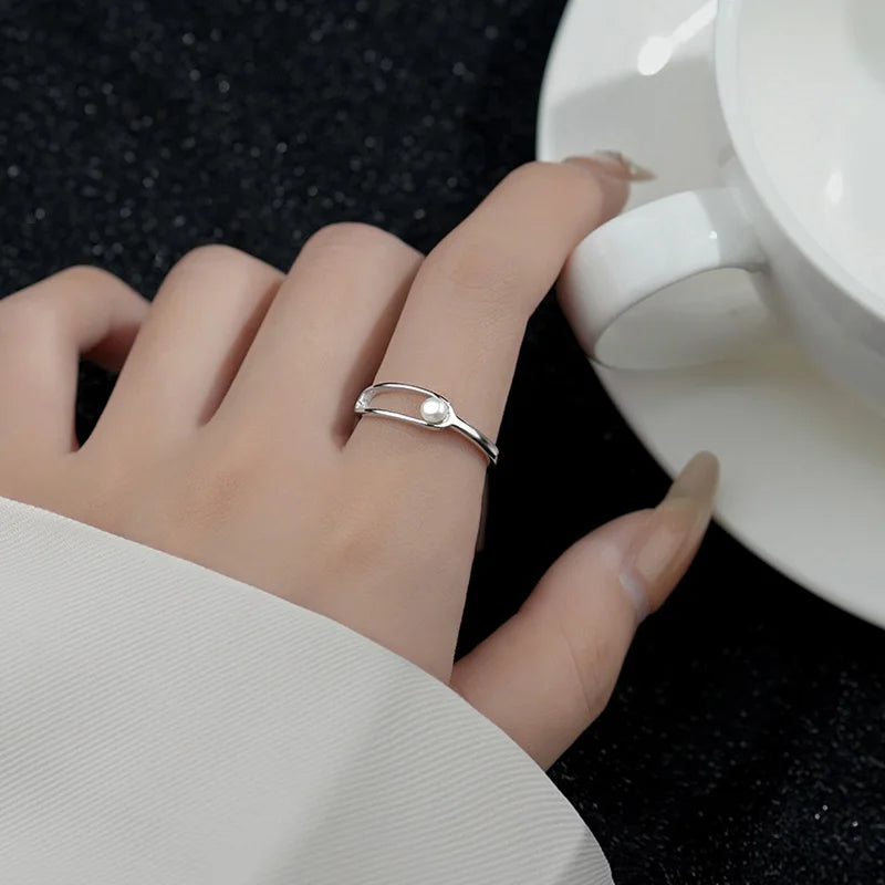 Softpig INS Real 925 Sterling Silver Pearl Geometr.