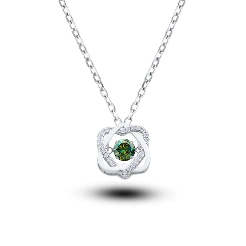 0.5ct GRA Moissanite Necklace for Women Sparkling - dark green / China Mainland