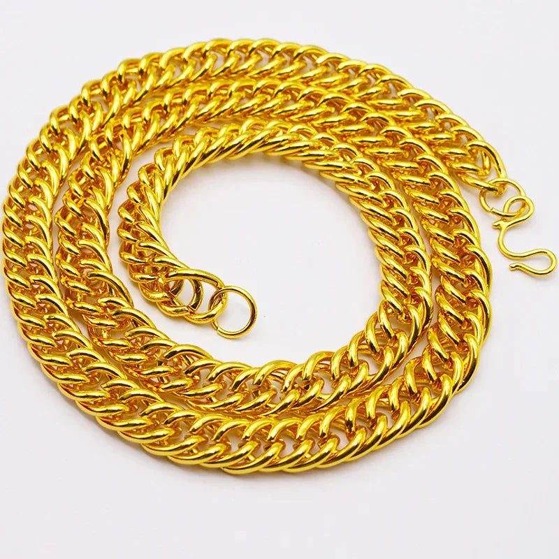 24K Solid Gold AU999 Men's Necklace 60cm, Heavy