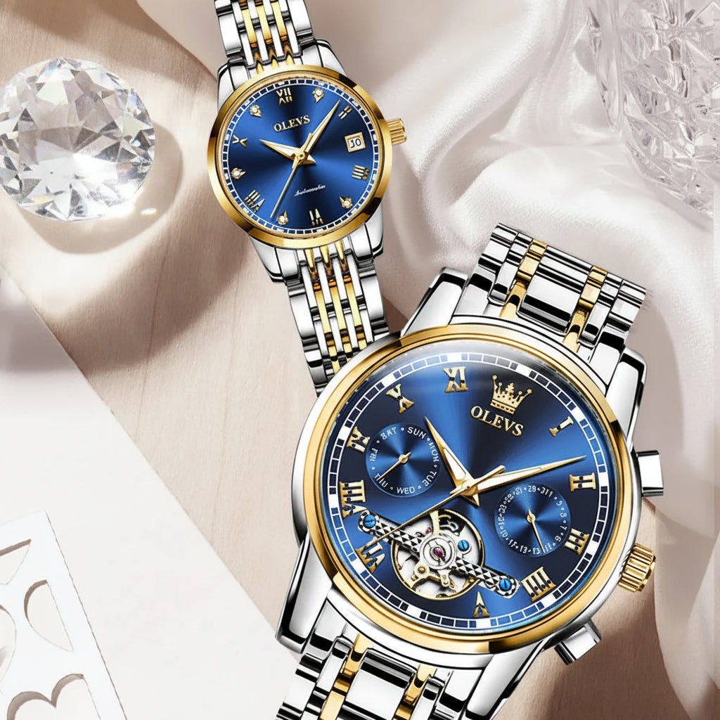 OLEVS 6607+6602 Original Men Women Watch Luxury Brand