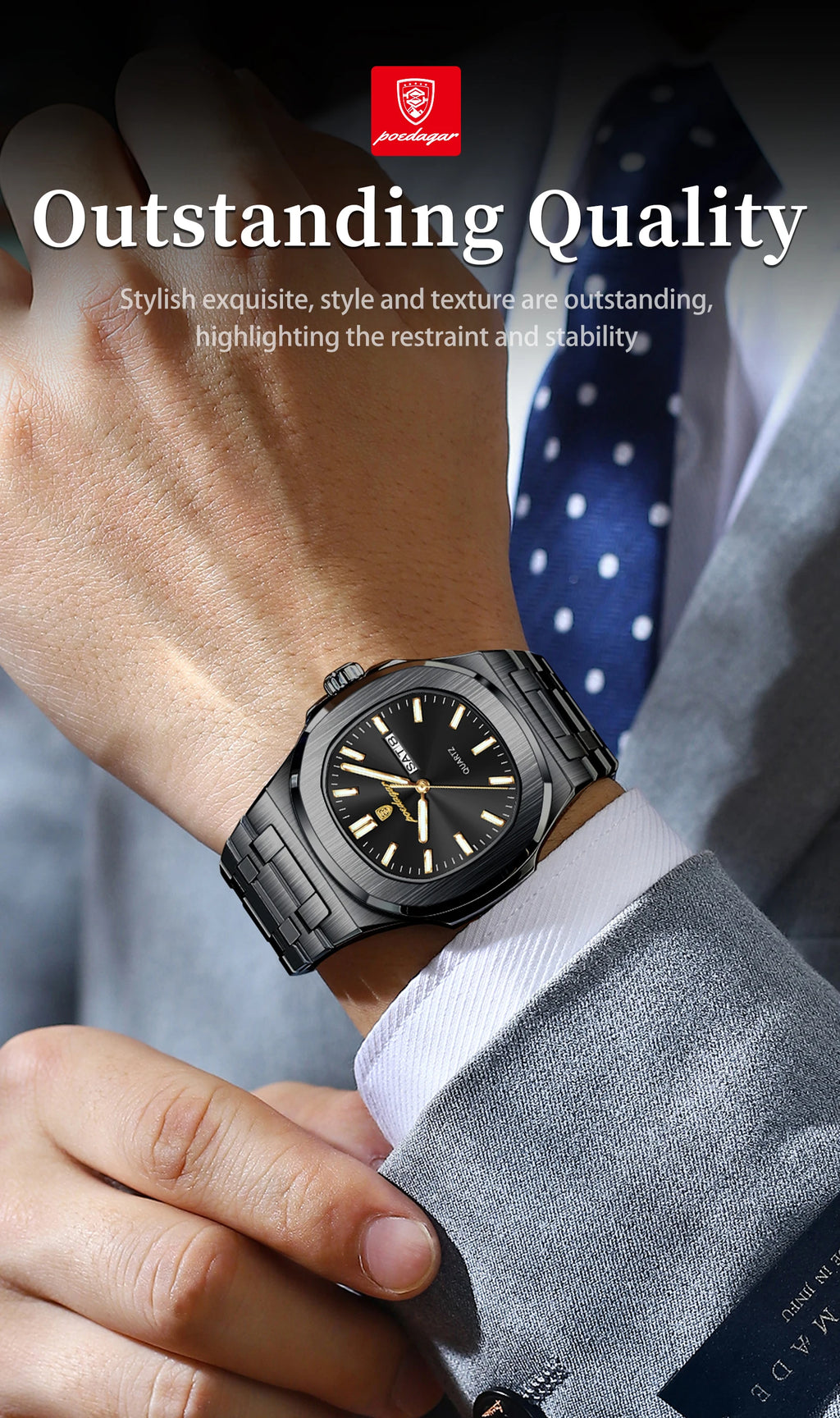 Poedagar Top Trendy Men's Watches Waterproof Lumin.