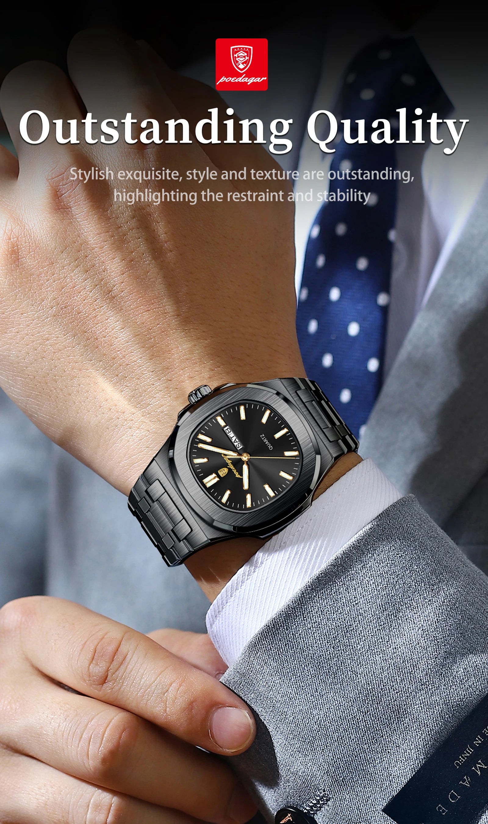 Poedagar Top Trendy Men's Watches Waterproof Lumin.