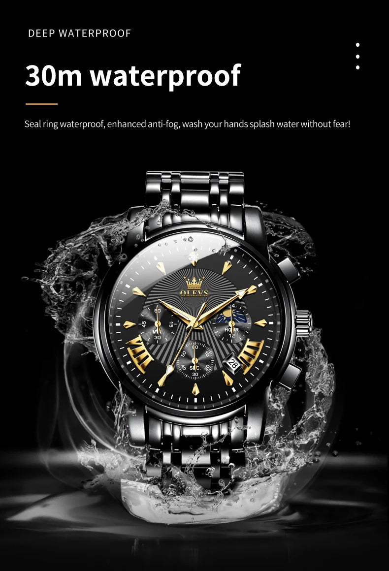 Olevs Men's Quartz Watches Top Brand Stainless.