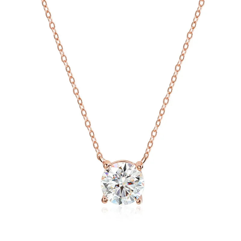 Smyoue 1-5CT Rose Gold Color Moissanite Necklace