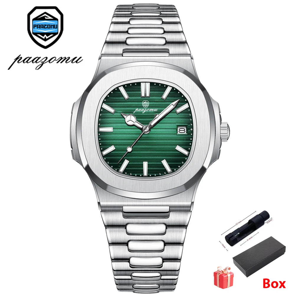 2026 New For Men Fashion Brand Male Watch Waterproof - Silver Green