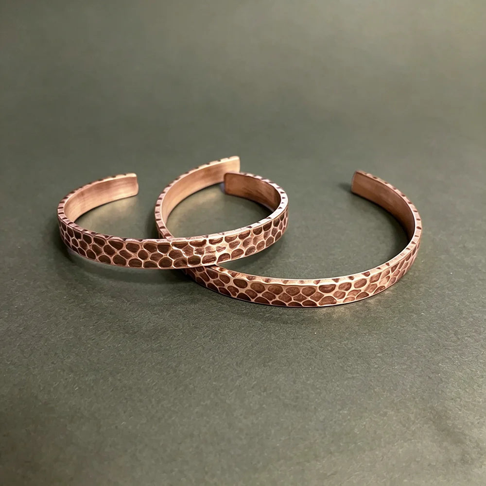 Hammered Solid Copper Metal Bracelet Rustic Vingtage